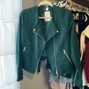 Brand new with tags, green suede biker jacket H&M